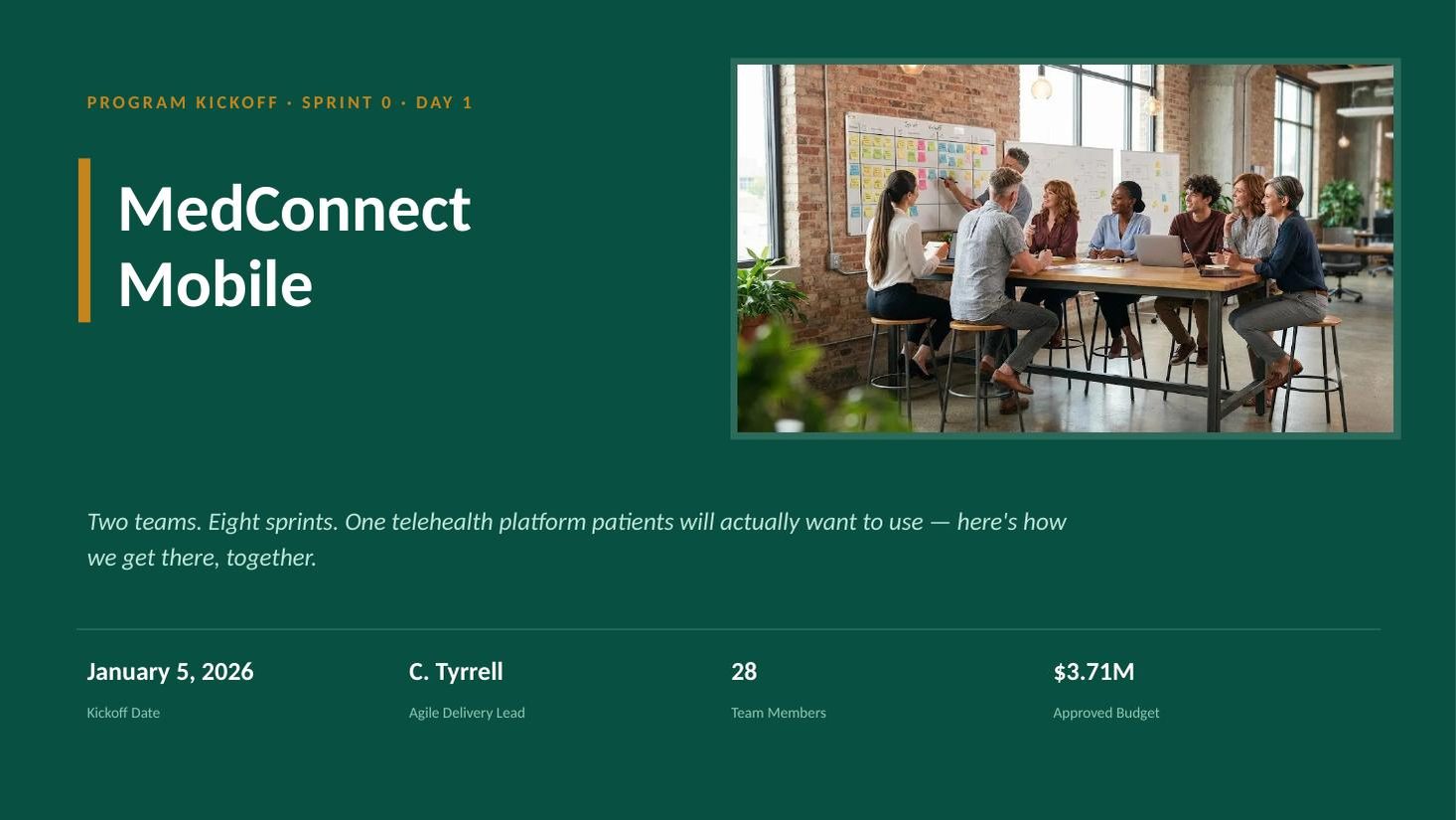 MedConnect Mobile kickoff deck — slide 1 of 19