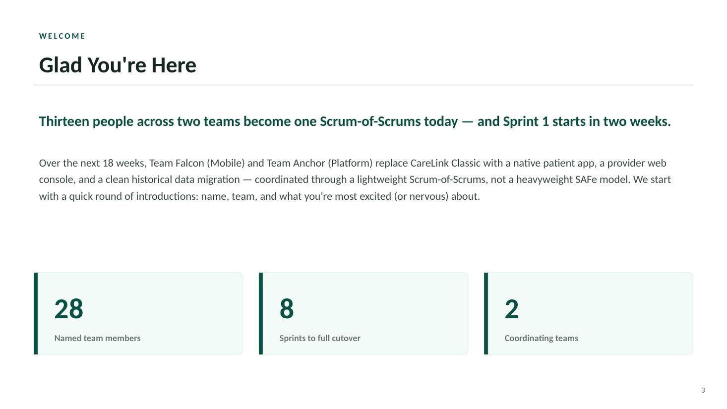 MedConnect Mobile kickoff deck — slide 3 of 19