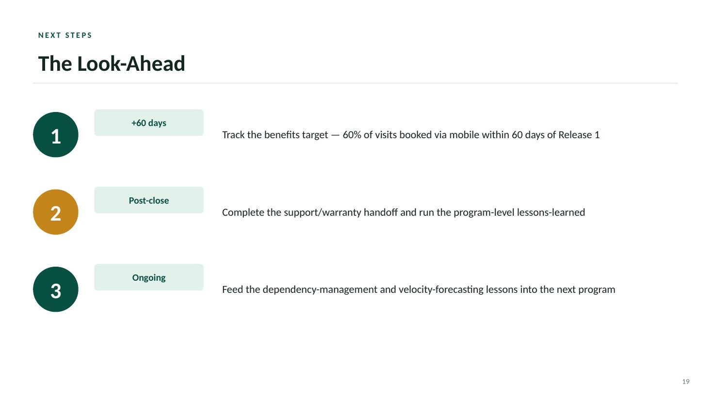 MedConnect Mobile closeout steering deck — slide 19 of 20
