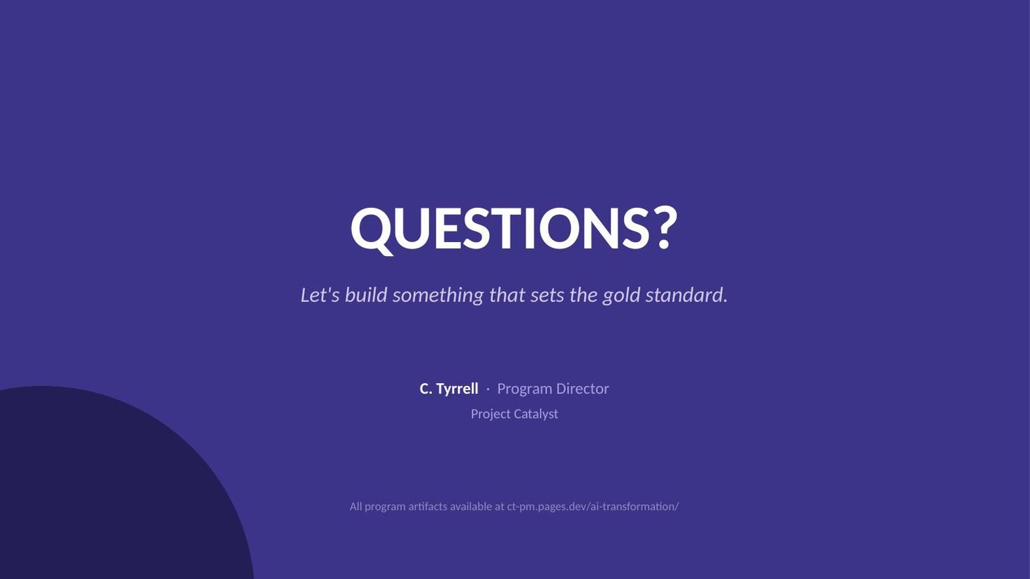 Project Catalyst kickoff deck — slide 19 of 19