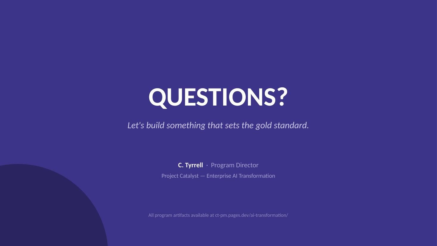 Project Catalyst steering committee deck — slide 20 of 20