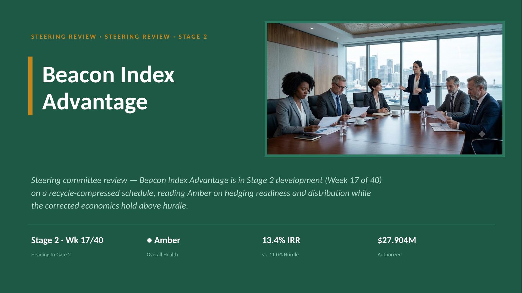 Beacon Index Advantage steering committee deck — slide 1 of 20