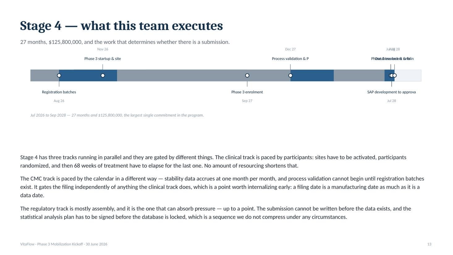 VitaFlow Phase 3 mobilization kickoff deck &mdash; slide 14 of 20