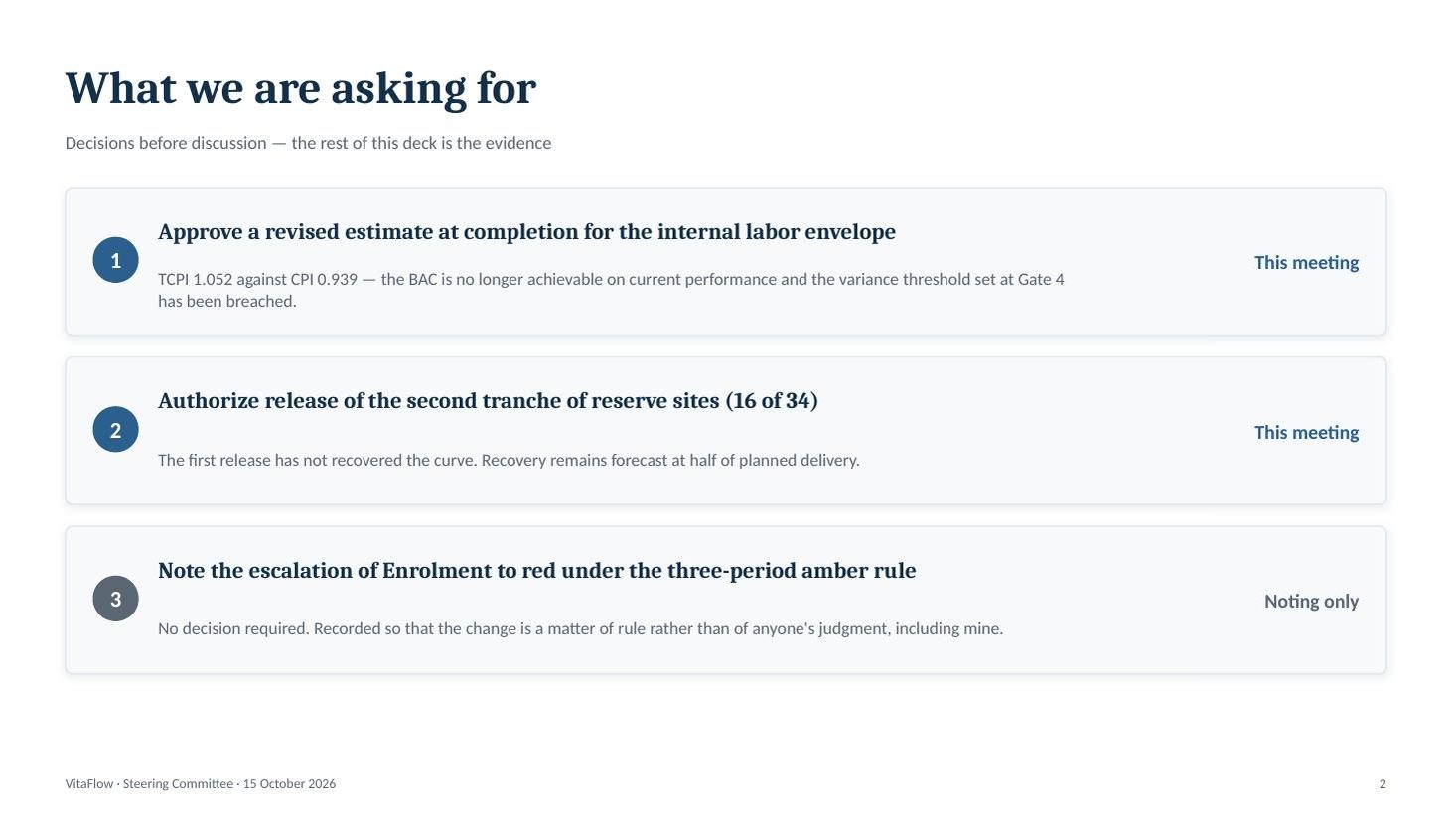 VitaFlow steering committee deck &mdash; slide 2 of 11
