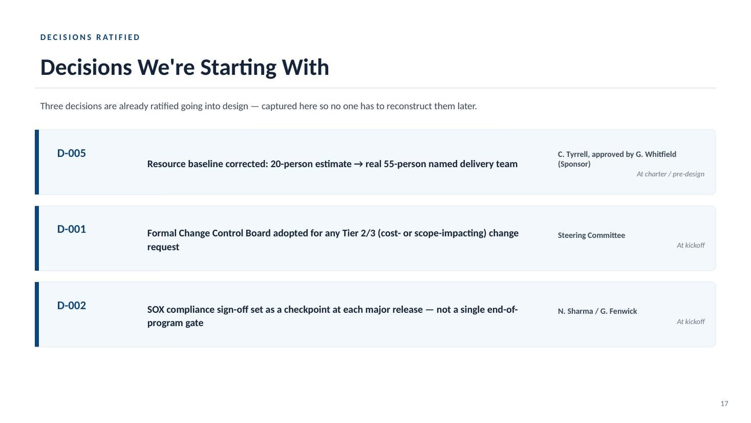 Enrollment & Claims Platform Modernization kickoff deck — slide 17 of 19